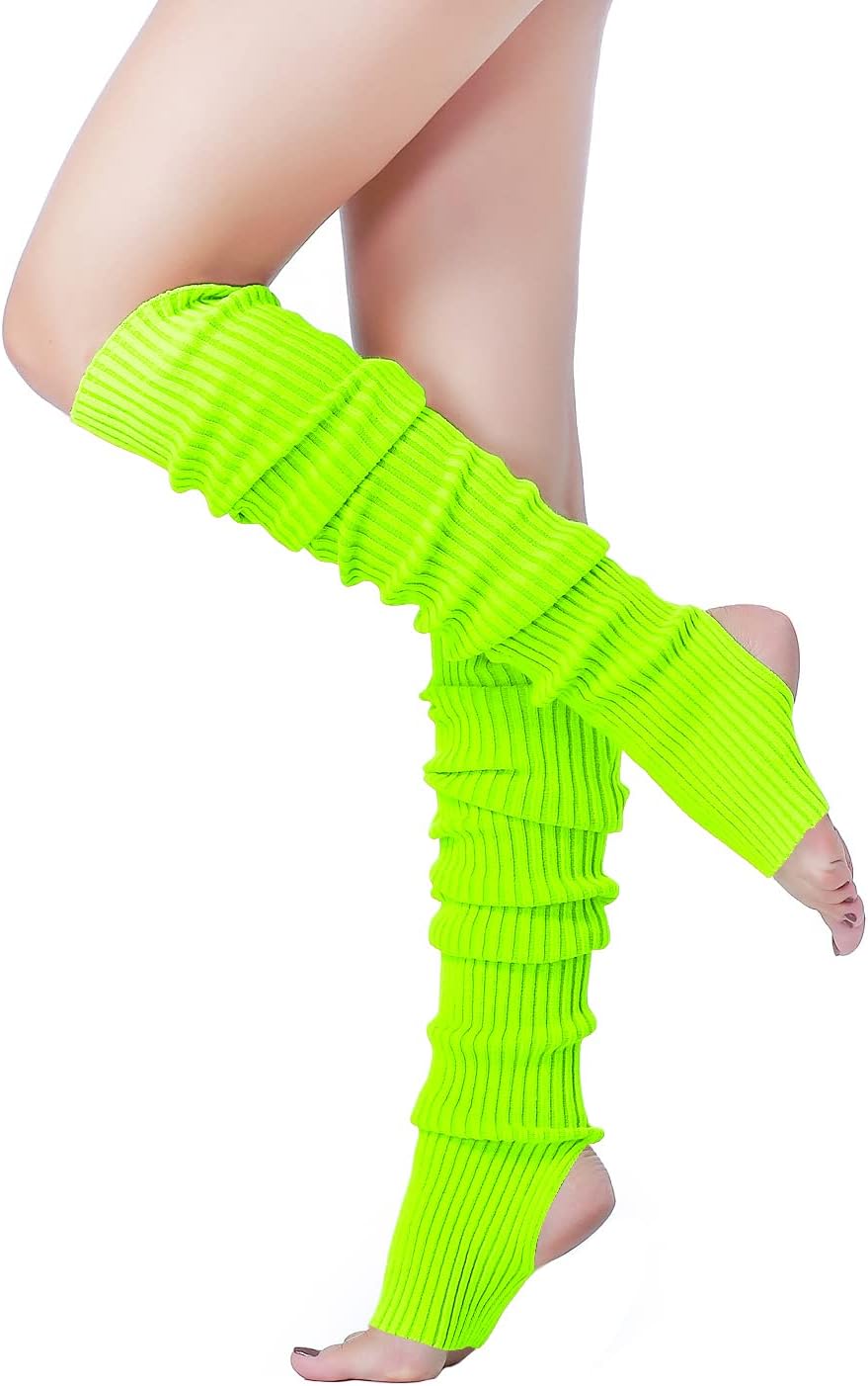 v28 Long Leg Warmer, Women’s Men 80s Party Ribbed Knit Dance Sports