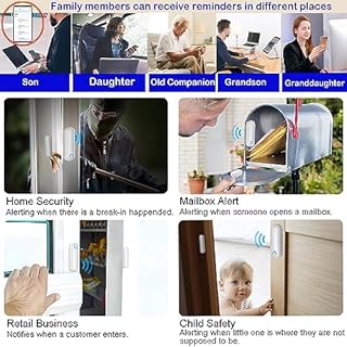 Door Chime with Phone App,WiFi Door Open Contact Sensor Alarm Chime with 600 FT Range,WiFi Door Ringer Alert for Business/Store/Home/Office When Enter (Three Sensor One Gateway)