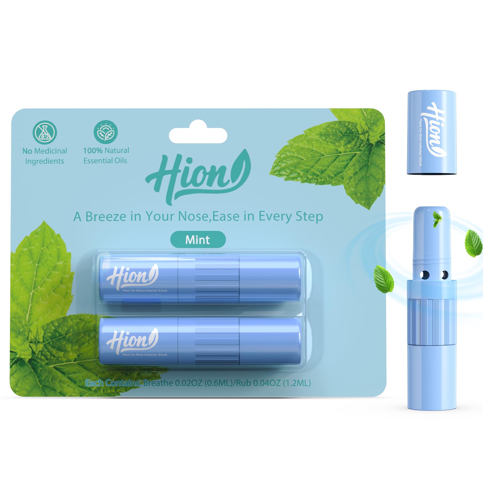 Hion Nausea Relief Inhaler Stick, Fast-Acting Motion Sickness Relief, Mint