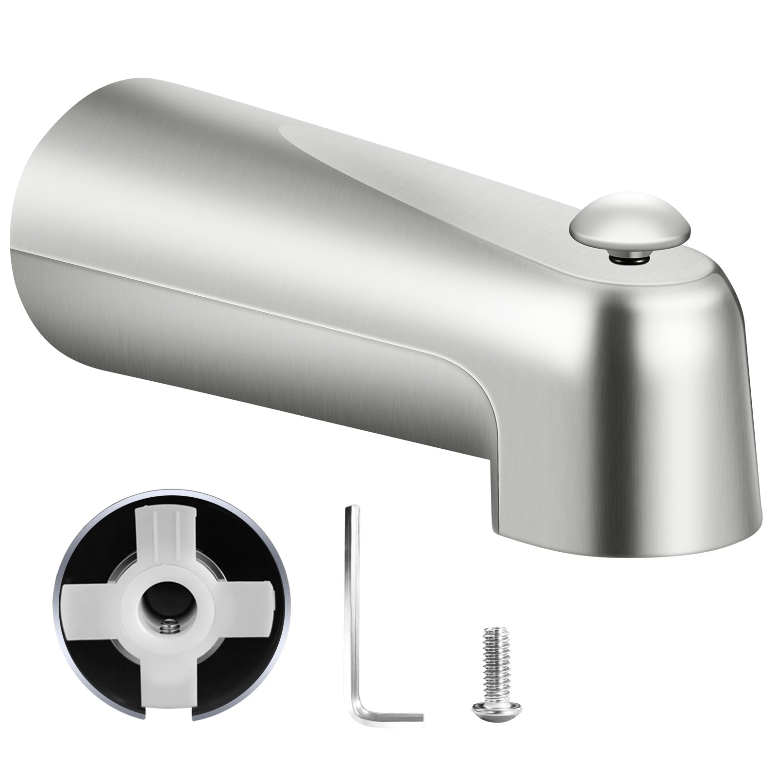 Photo 1 of ?7 Inch Slip on Tub Spout with Diverter, for 1/2" Copper Water Tube (5/8" Diameter), Bathtub Faucet Spout Compatible with Moen 3839/Moen 3853 Tub Faucet, 5/32" Hex Wrench (Brushed Nickel)