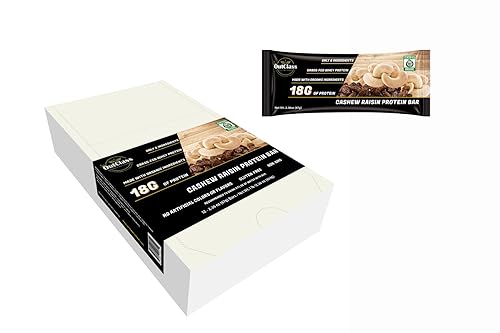 OutClass Nutrition, Barra de proteína de pasas de anacardo, orgánica, suero alimentado con hierba, 6 ingredientes, 0.63oz de proteína, sin gluten,