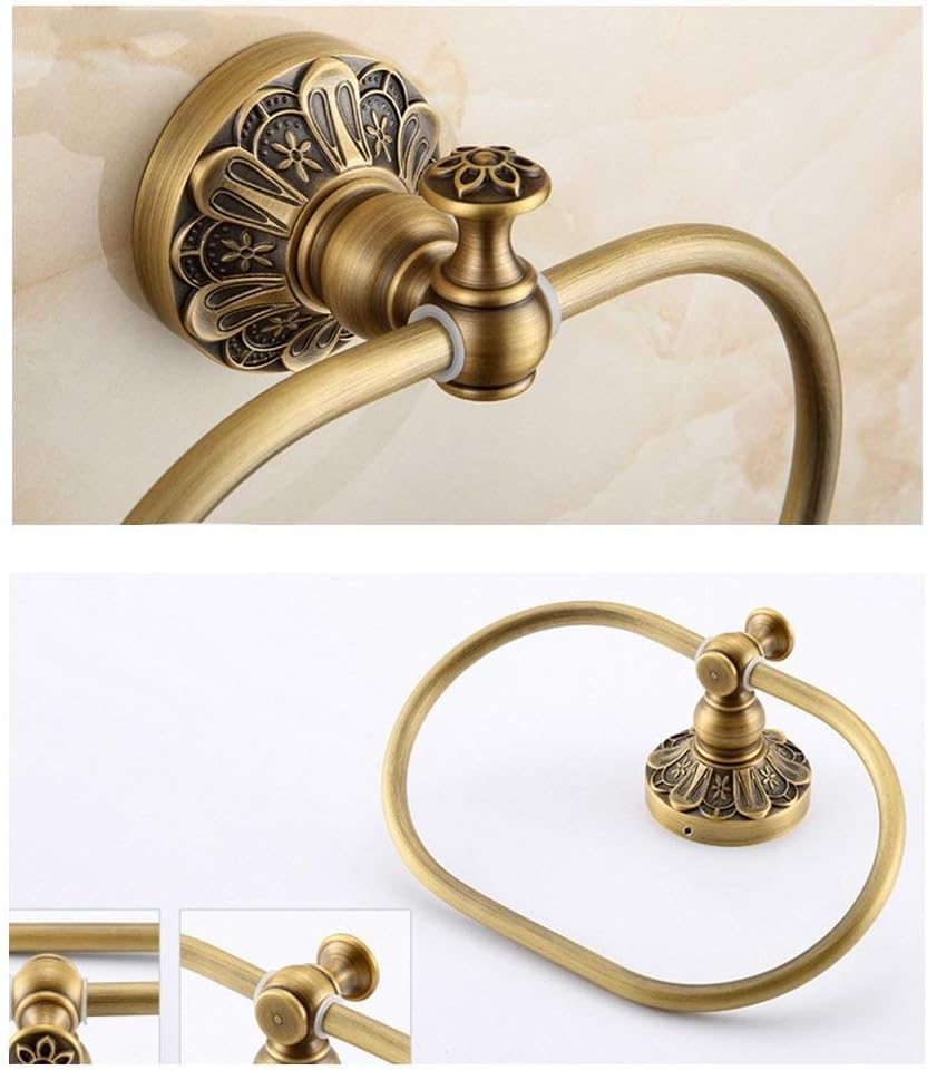 Towel Racks Towel Ring Thicken Wall-Mounted Movable Towel Ring Bathroom Retro Hardware Pendant European-Style Copper Antique