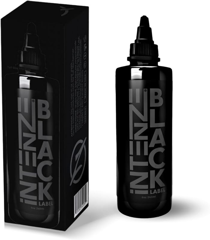 Intenze Black Label Tinta Preta para Tatuagem 240 mL