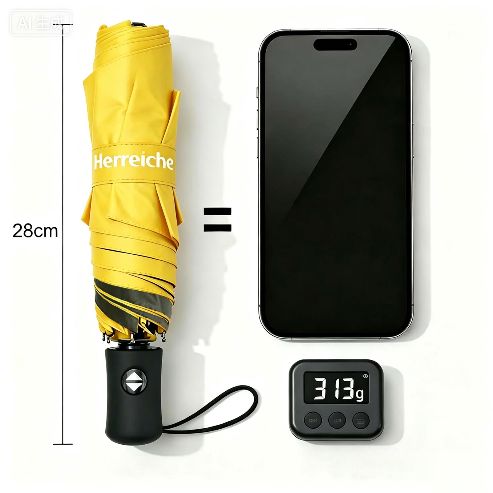 Leichter UV-Automatikschirm UPF50+ | Kompakter Reise-Taschenschirm (28cm), 98cm Spannweite, 6 Rippen, 210T – Für Erwachsene & Kinder