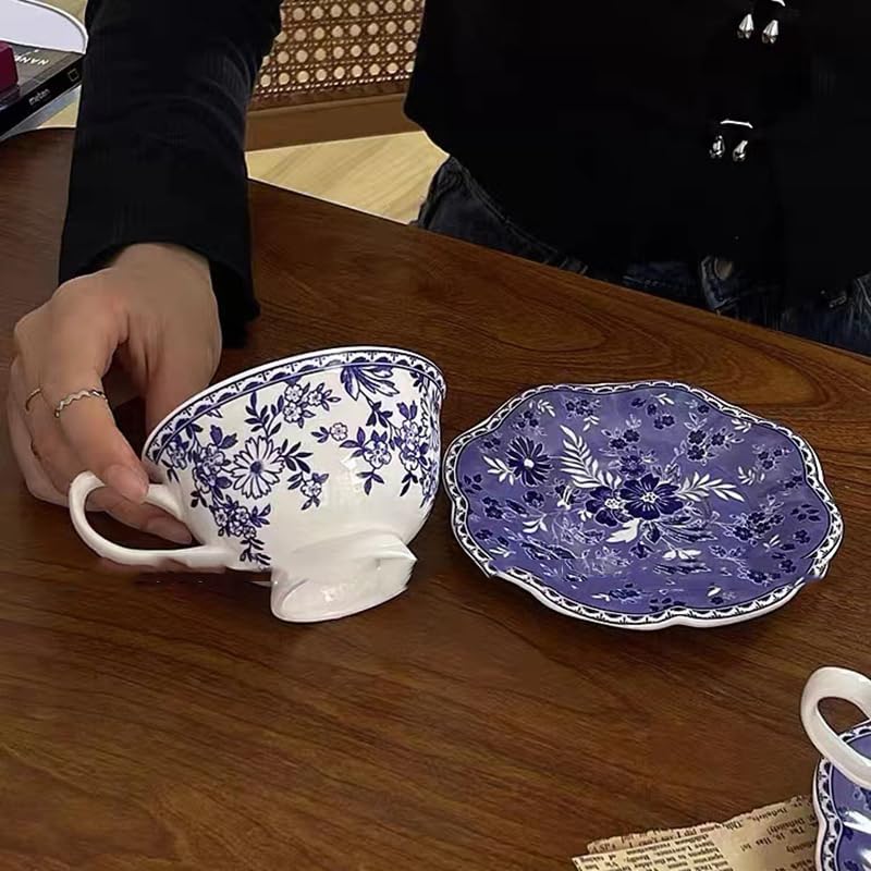 umsl Tazas de café expreso de porcelana Desayuno Original Hermosas Tazas de café Servicios Juego de té inglés Juego de tazas