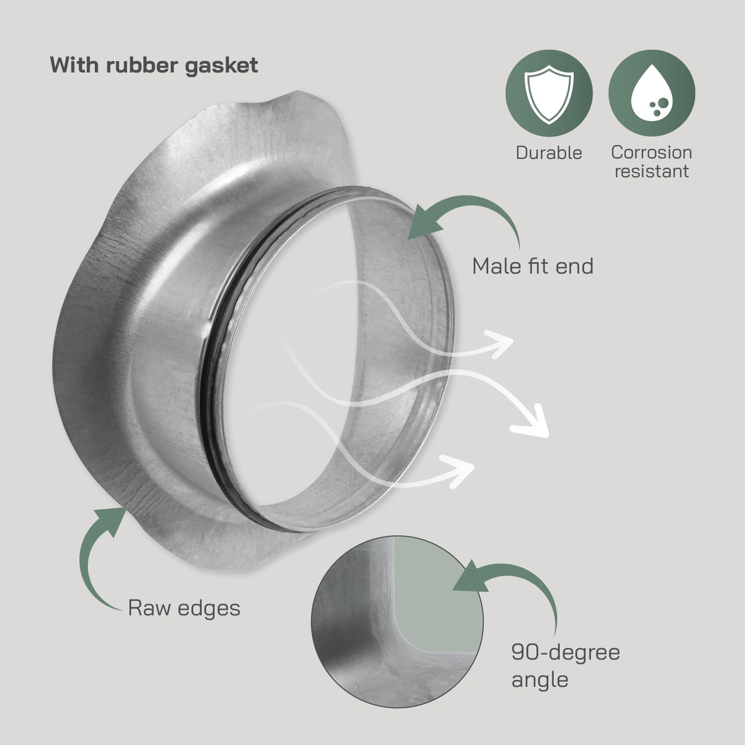 Vent Systems 16" to 8" Inch Saddle Branch for HVAC systems - Saddle connector with EPDM Rubber Seal Gasket for Flawless Seal and Efficient Airflow. Round Duct Takeoff for Duct Connection - Tap Fitting