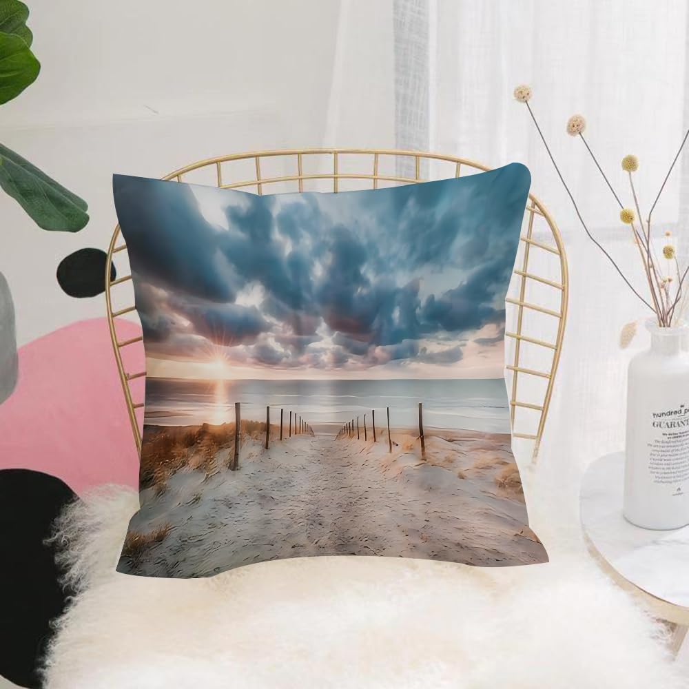 Hyosxw Netherlands North, Netherlands Province, Bea - A8 Cushion Cover,Throw Pillow Case Home Decorative For Living Room Bedroom Sofa Chair 18X18 Inch,Netherlands North, Netherlands Province, Beach, Ocean, Rome, Sunset,Pillowcase 45X45cm
