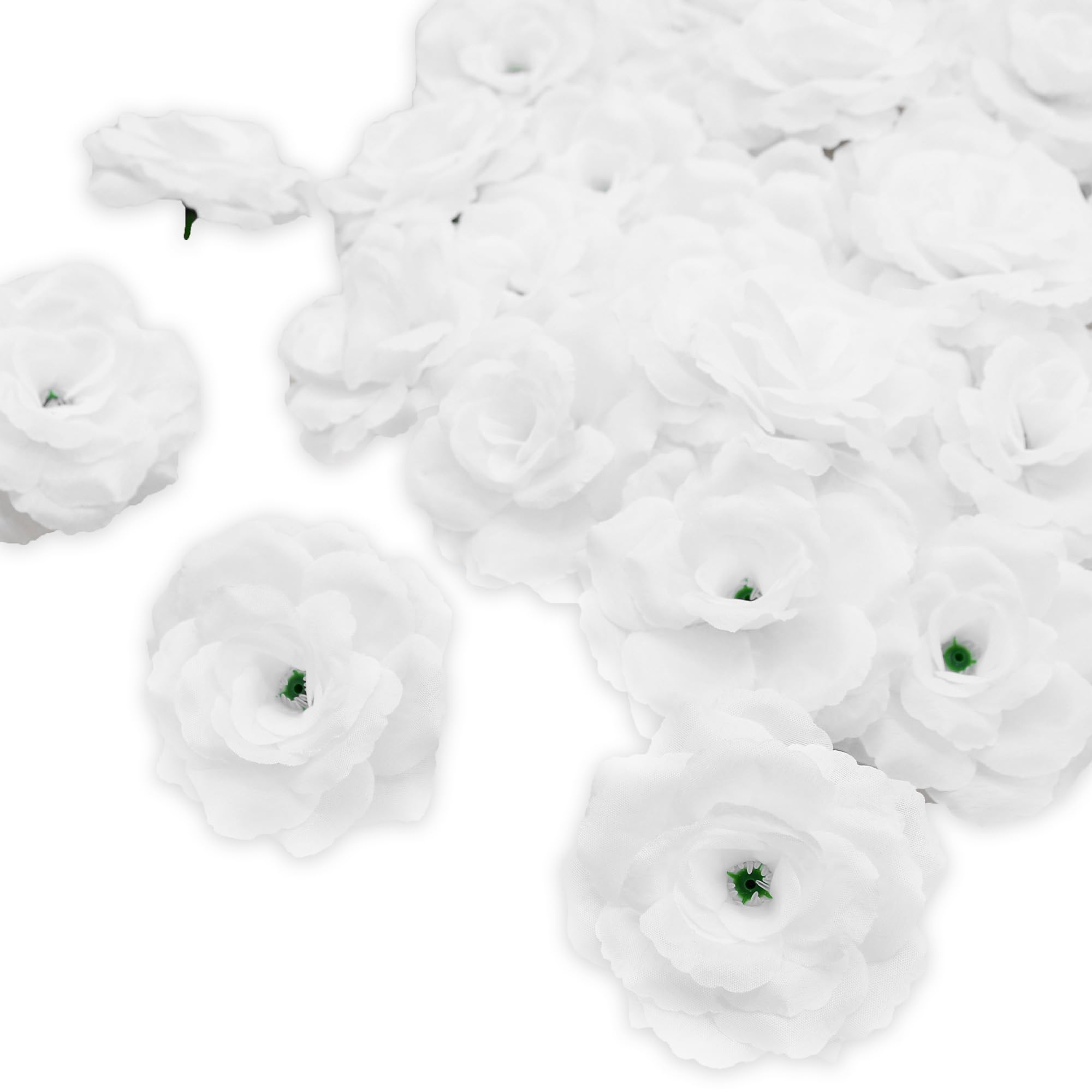 Photo 1 of 20 Pcs Rose Flower Head, Artificial Flowers Bulk for DIY Crafts, 3in Fake Rose Silk Flower Head for Decoration, Wedding Home Party Decor Garland Baby Shower Centerpiece Decor (20, white)