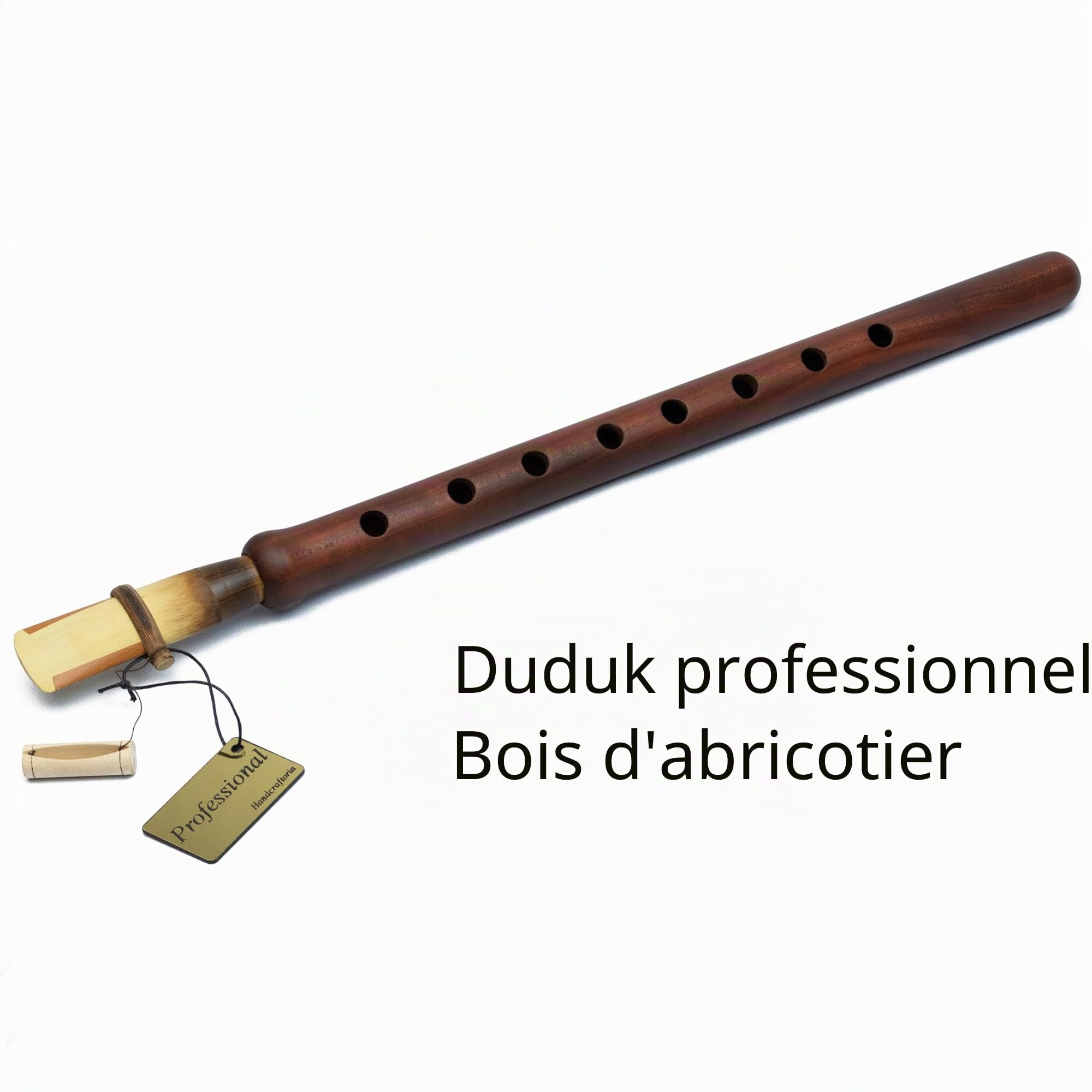 HandCraftoria Outil professionnel arménien DUDUK en bois d'abricot, étui en bois cuir, 1 anche professionnelle 2 standard, flûte hautboe balaban clé A