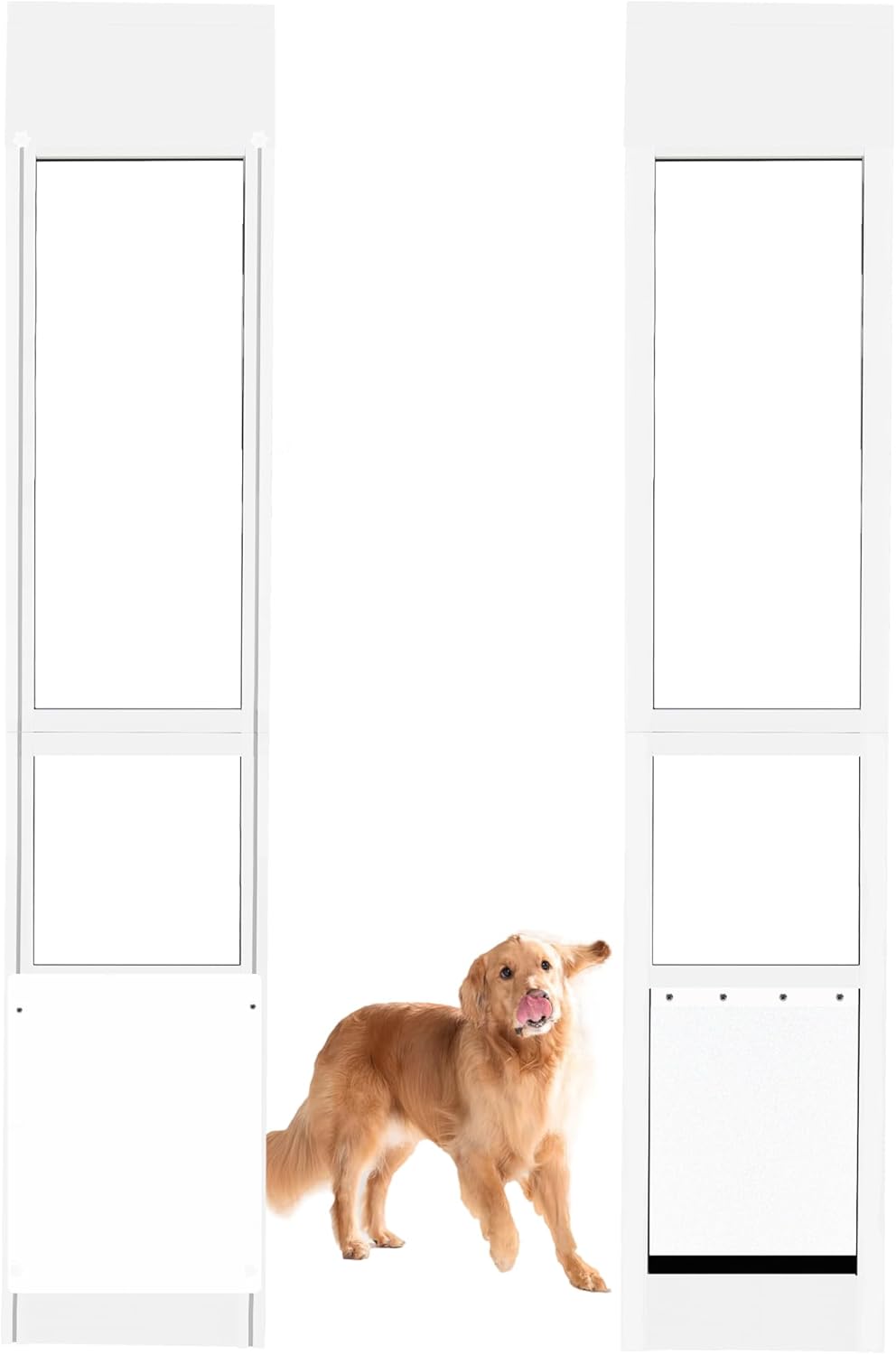 Large Dog Door for Sliding Glass Door,Doggy Door for Sliding Doors, Adjustable Height 76“ to 81” Pet Door for Patio Slider,Sliding Glass Dog Door