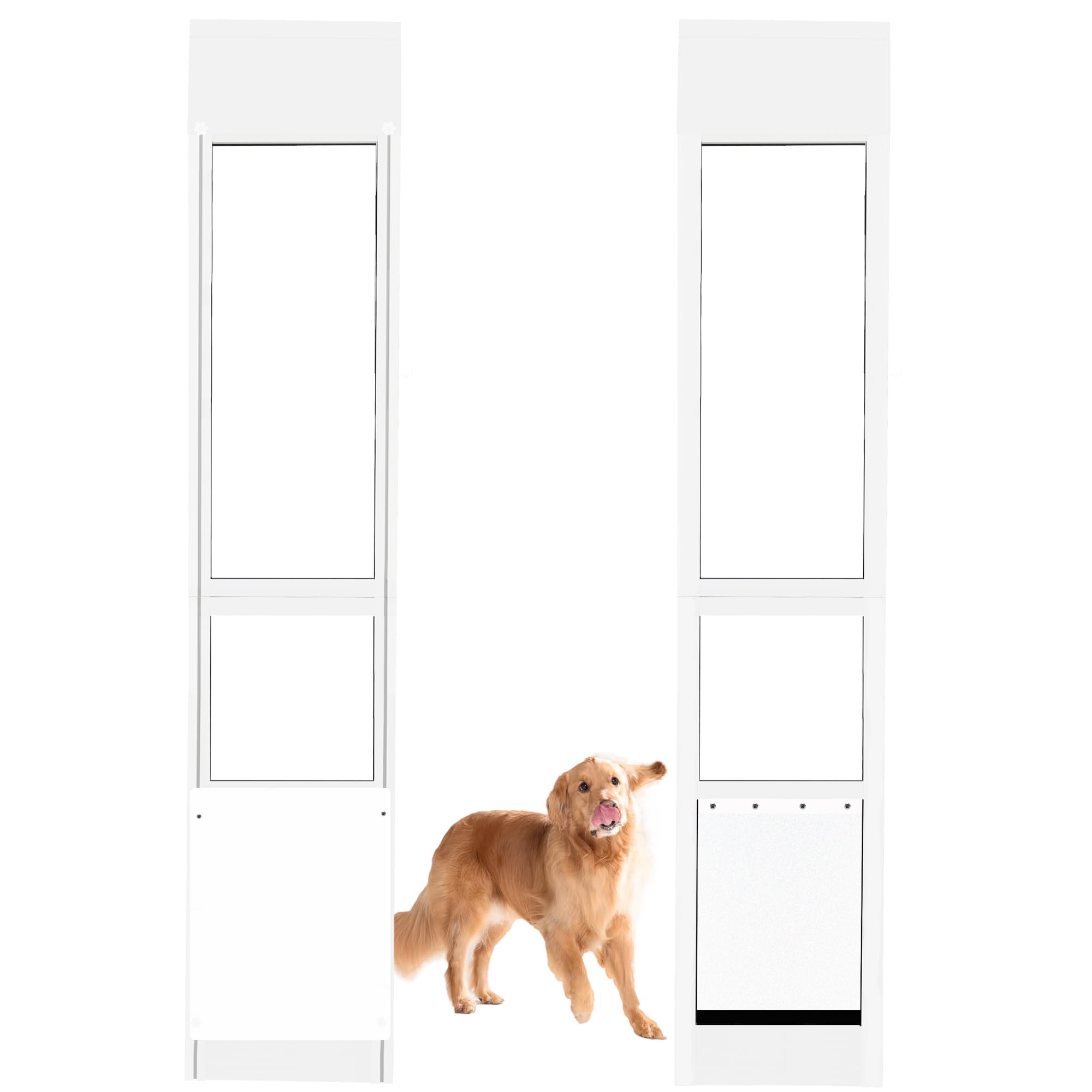 Photo 1 of Large Dog Door for Sliding Glass Door,Doggy Door for Sliding Doors, Adjustable Height 76“ to 81” Pet Door for Patio Slider,Sliding Glass Dog Door