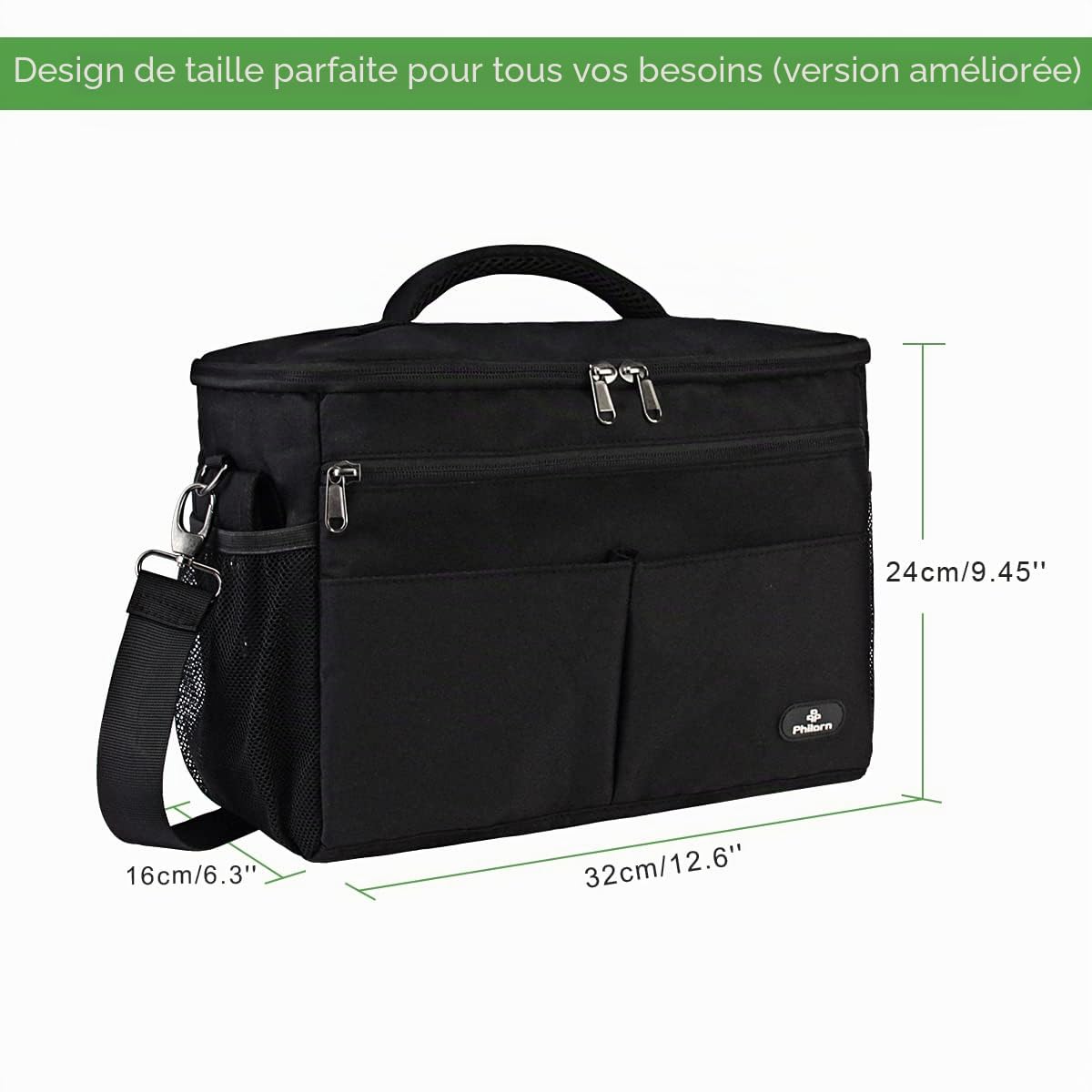 PHILORN Organiseur universel pour poussette avec porte-gobelets - Chariot d'organisateur pour poussette avec grande capacité de rangement Convient pour les poussettes comme Uppababy, Baby Jogger