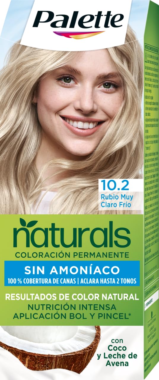 Schwarzkopf Palette Naturals - Dye 10.2 Very Light Cool Blonde - Permanent Coloring Without Ammonia - Natural Color Results