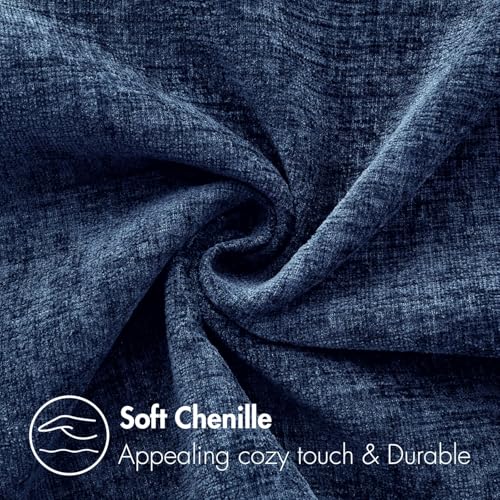 Image of MIULEE Pack of 2 Couch Throw Pillow Covers 22x22 Inch Spring Soft Navy Chenille Pillow Covers for Sofa Living Room Solid Dyed Pillow Cases
