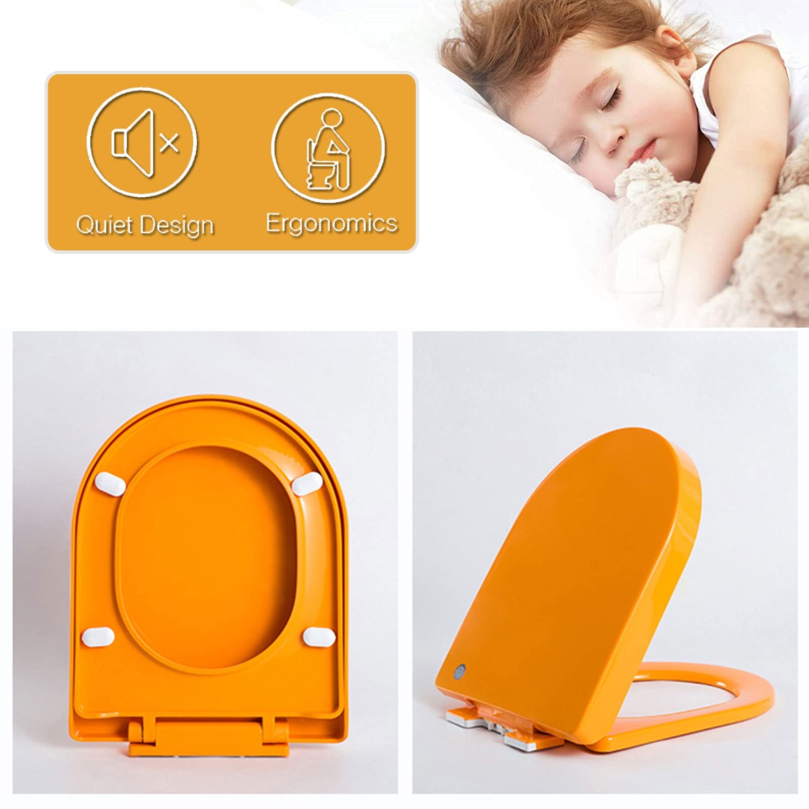 Soft-Close deska sedesowa owalna pokrywa WC z szybkim zwalnianiem dostępna w kolorze czerwono-niebieskim pomarańczowym - łatwa instalacjaNowoczesny design do łazienek