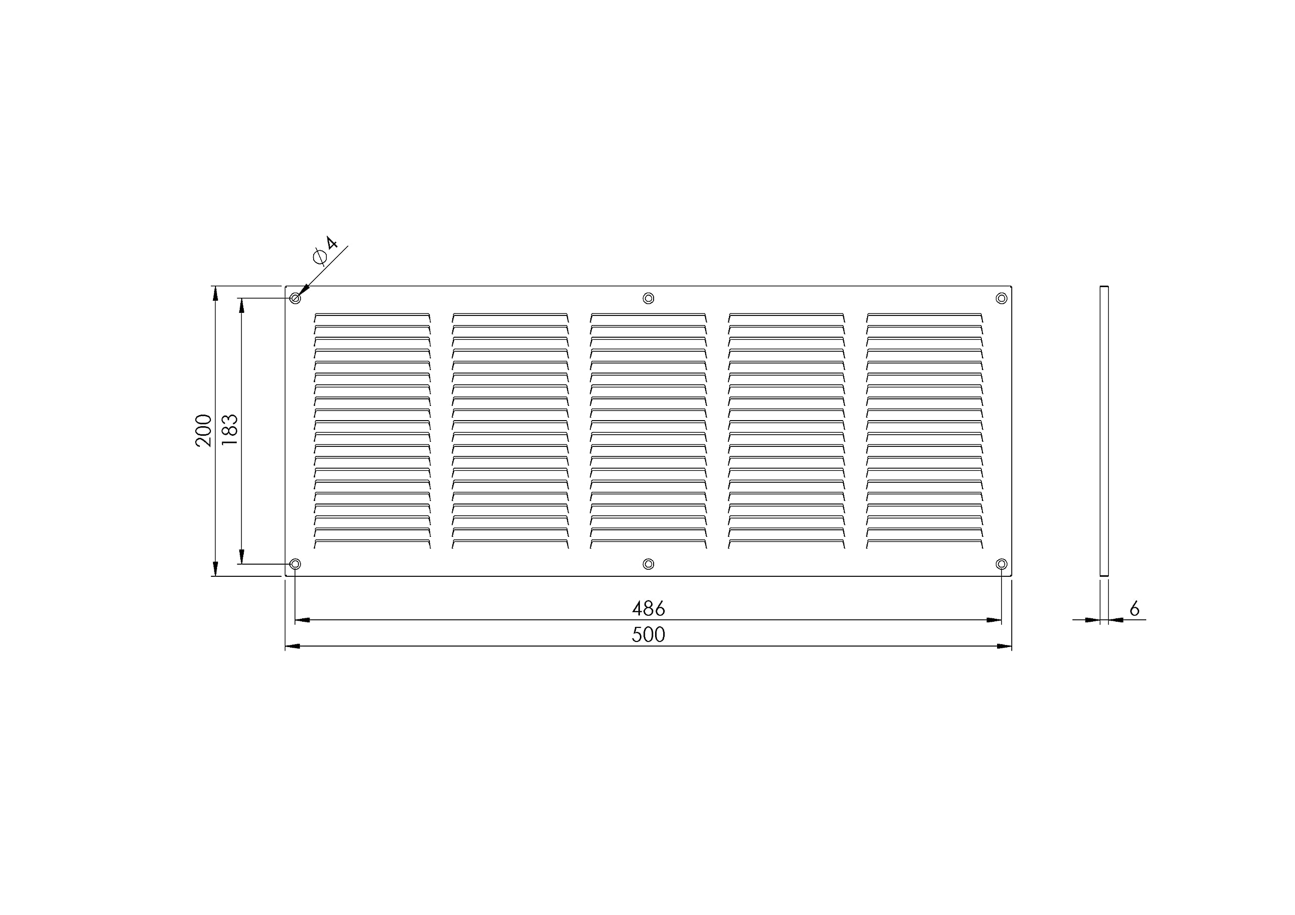 500x200mm Grille de Ventilation en Acier Noir avec Moustiquaire - Grilles d'aération Métallique