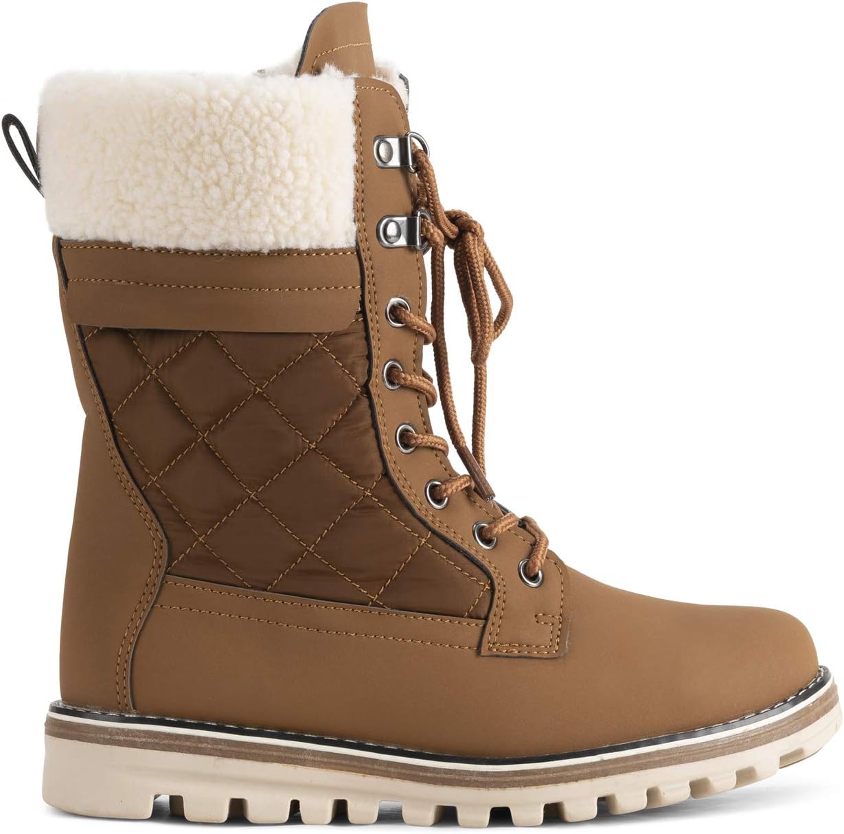 POLAR Womens Memory Foam Outside Pocket Inside Zip Thermal Waterproof Deep Tread Rubber Sole Snow Boots