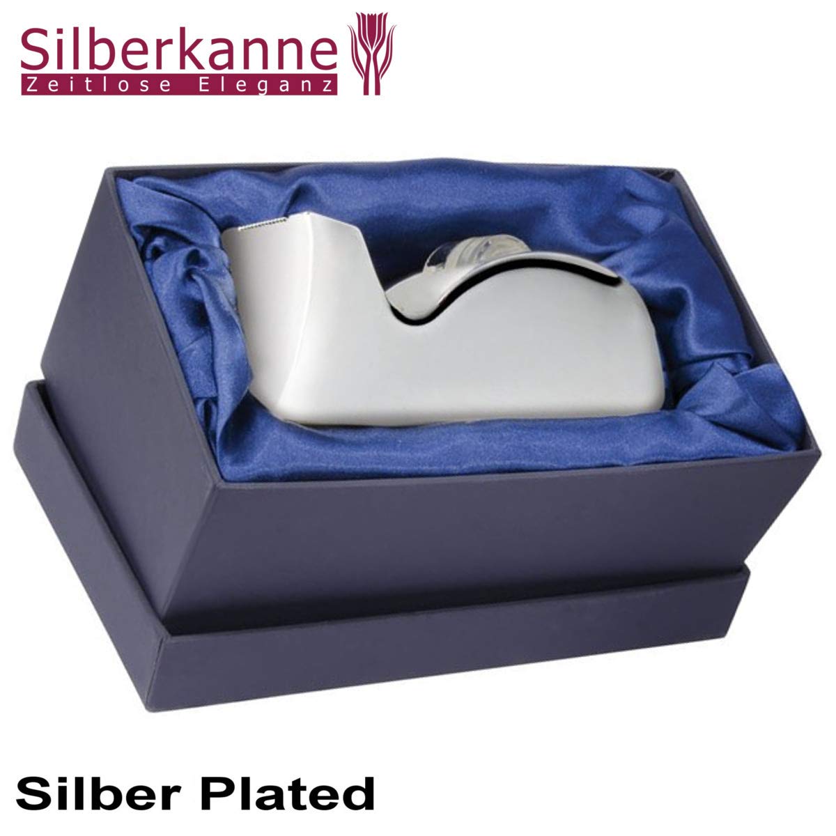 Dispenser di Nastro Adesivo, 13 x 5,5 x 5 cm, Argento Placcato in Argento. Accessori per scrivania in Argento
