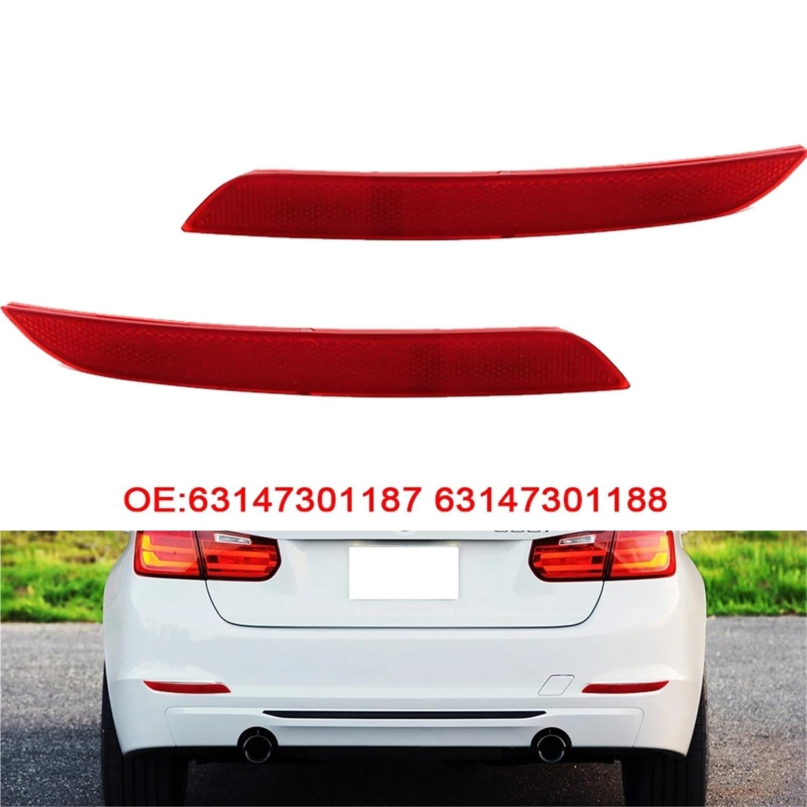 Reflector Trasero Compatible Con Para F30 F32 F36 Reflector Parachoques Trasero Coche Lámpara Parada Kit Luz Advertencia Señal Giro Reemplazo 63147301187(1 pair)
