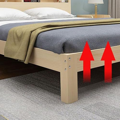 Craftthink Solid Wood Bed Frame, Nordic Solid Drawer Bed With Wood Bookcase Headboard For Bedroom Boys Girls, No Box Spring Needed, Full Xl: 53" W X 86" Lx 37.5" H (Single Bed) #TOP5