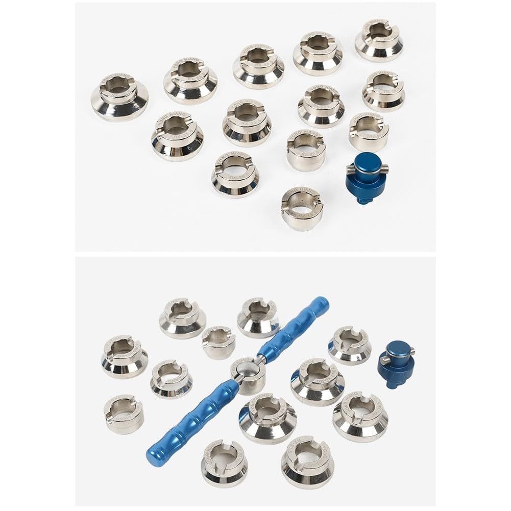 Kit de reparación de relojes, kit de herramientas de acero inoxidable, bordes CNC de precisión, básculas transparentes, juego de 15 piezas, mantenimiento profesional del hogar