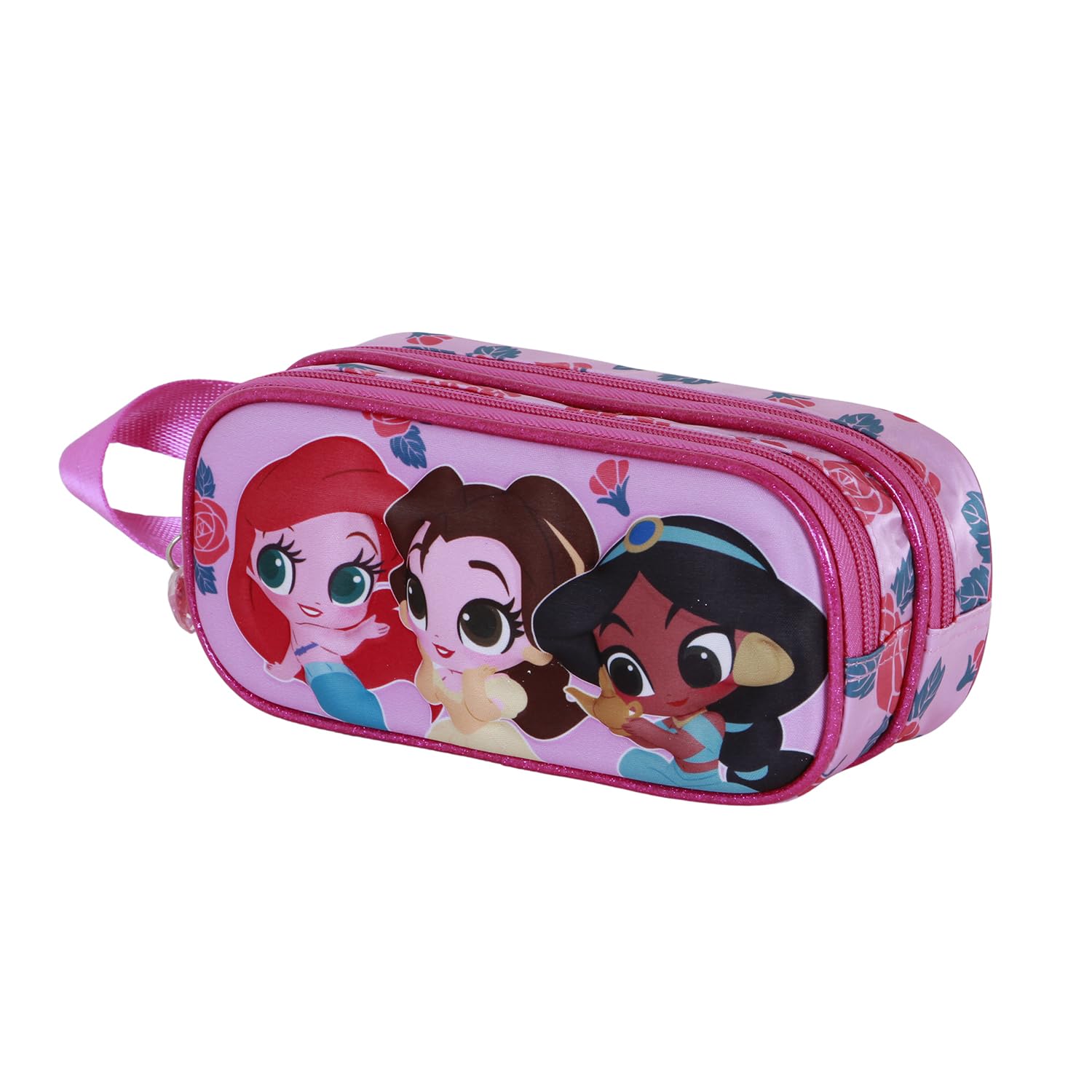 Disney Princesses Flowers-​Trousse 3D Double, Rose, 22 x 10 cm