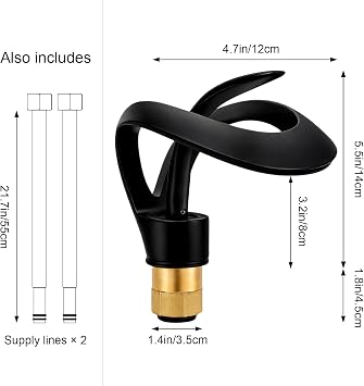 Waterfall Bathroom Basin Tap Single Hole Single Lever Mixer Modern Matte Faucet (Black)