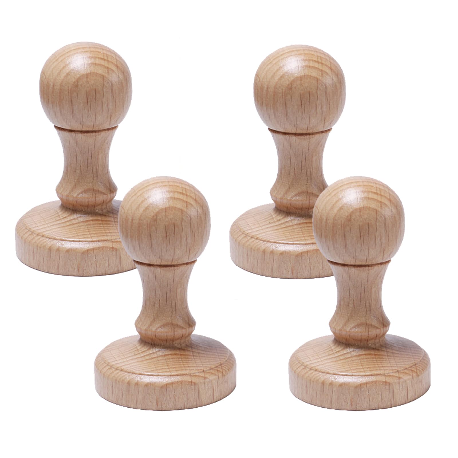 Tampons vierges en bois x4 de 40mm avec poignée ronde pour loisirs créatifs