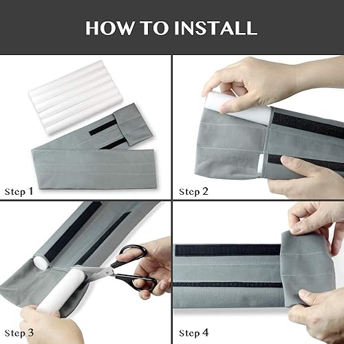 Miniatura 5 de Tope impermeable para puerta doble, tamaño ajustable, de 30 a 36 pulgadas, bloqueador de ruido, bloqueador de brisa de ventana