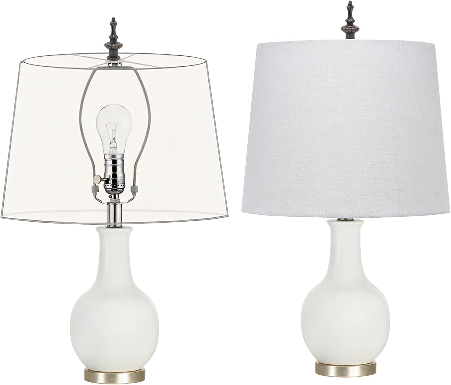 Antrader Lamp Finials Antique Lamp Finial Caps Knobs Metal Lampshade Screw Cap Fit Both 3/8" and 1/4-27 Decorative Replacement for Table Floor Lampshade - 2pcs