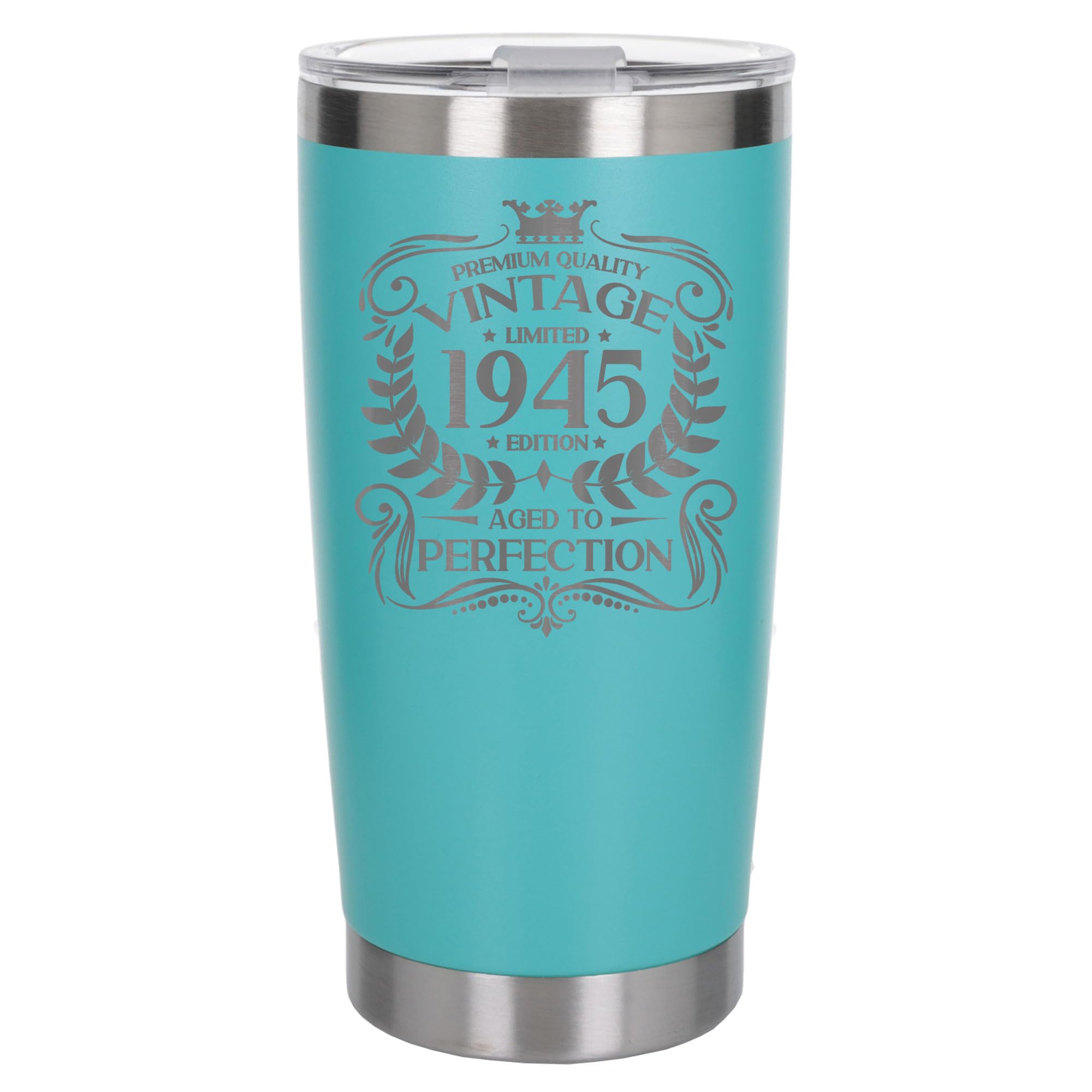 Always Looking Good 81st Birthday Gift Vintage 1945 Aged to Perfection Engraved Insulated Travel Mug Present for 81 Year Old Turquoise Thermal Coffee Flask Travel Mugs with Lids