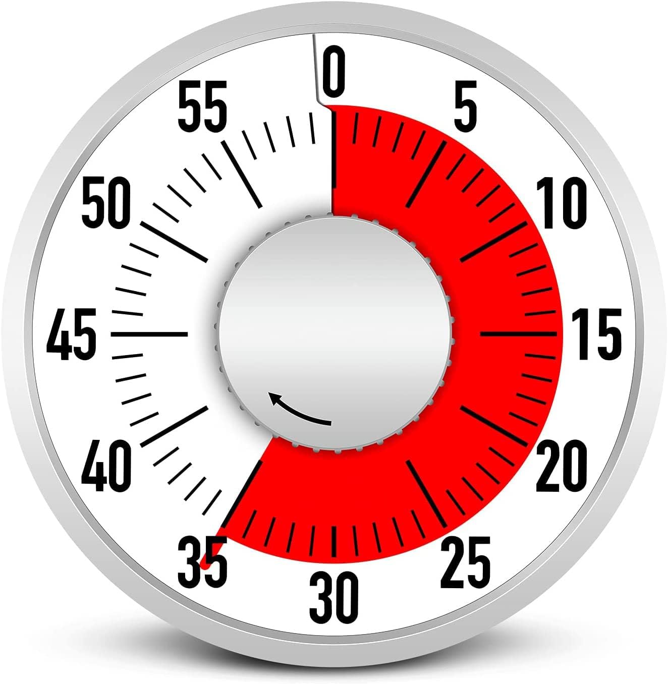 Oter 60-Minute Visual Countdown Timer,16cm Oversize Classroom Visual Timer for Kids and Adults, Mechanical Kitchen Timer Clock with Magnetic Backing (Red, Round)