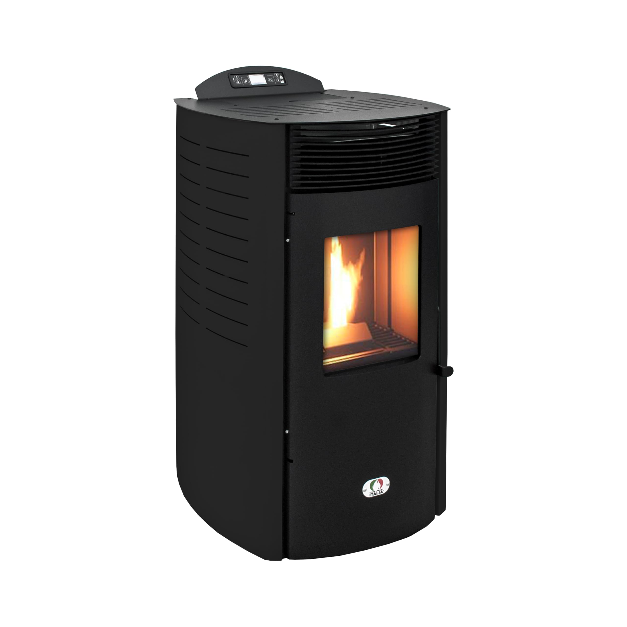 STUFE A PELLET ITALIA Siberia Aria New 15 KW WiFi Pelletöfen Heizt 140m² Effizienz 92% Autonomie 30 Std Programmierbar WiFi-Steuerung Schwarz