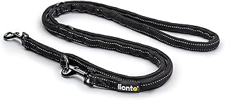 lionto Führleine 3-fach verstellbar für Hunde, reflektierende Hundeleine 200 cm, hochwertige Trainingsleine für sportliche Spaziergänge, strapazierfähiges Nylon & rostfreie Edelstahlkarabiner, schwarz product image