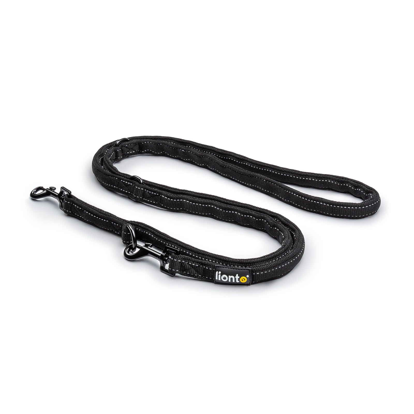 lionto Correa para Perros con Tiras Reflectantes Correa Regulable Correa de adiestramiento Reflectante Correa doblee Longitud 200 cm Negro