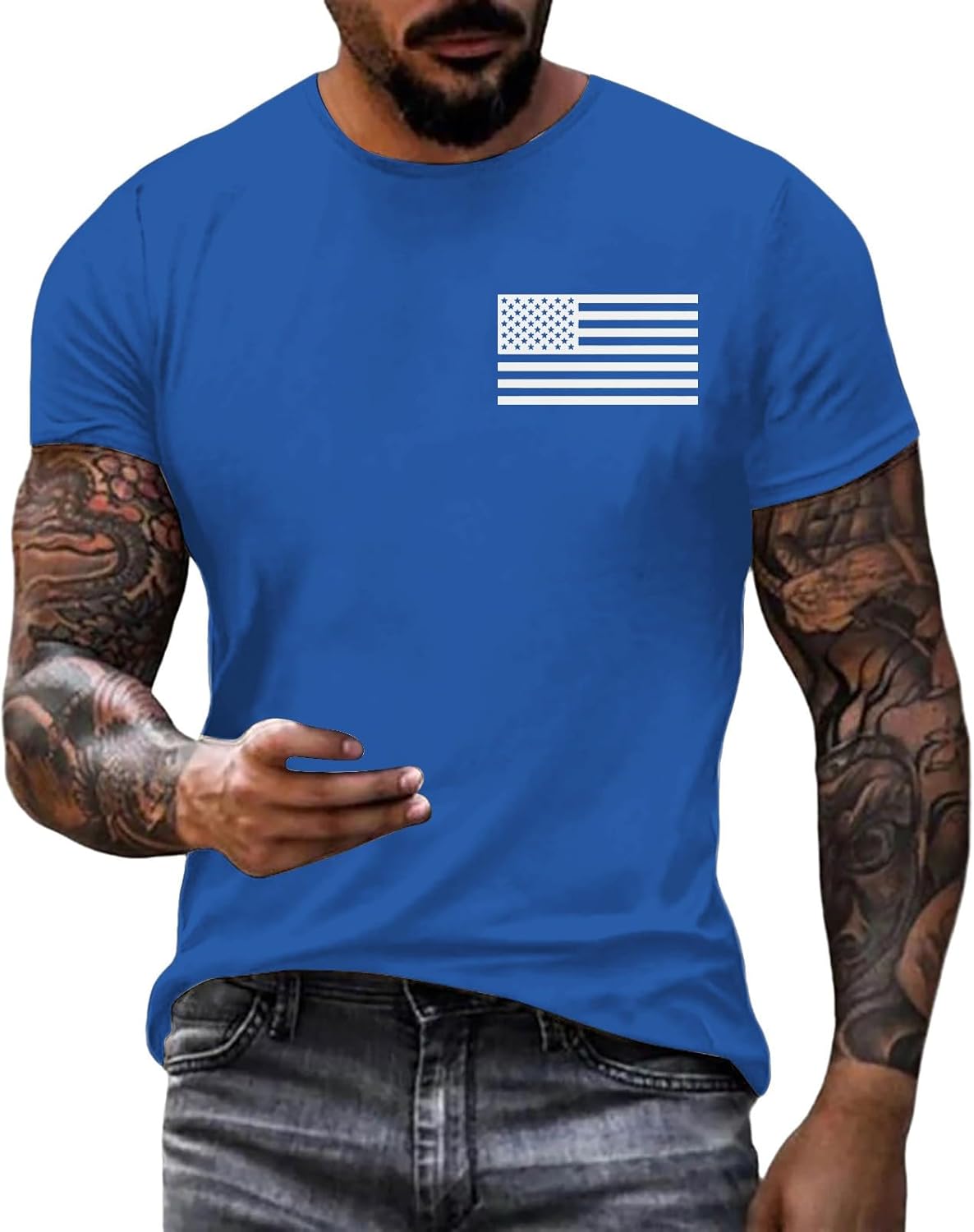 4th of July Shirts for Men USA American Flag Patriotic...