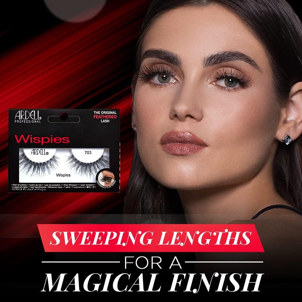 Ardell Wispies 703 False Eyelashes, Duo Adhesive Included, Light Volume, Long Length, Vegan Friendly, 1 Pair (Pack of 1) - Image 3