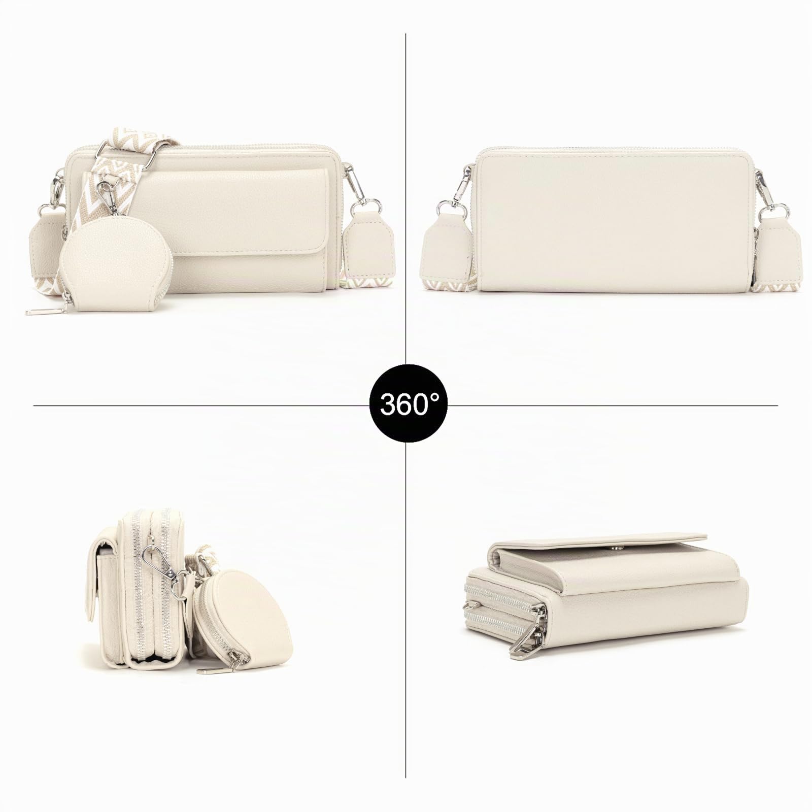 Snmoec Bolso para movil Mujer Bandolera Bolso Mujer con Bolsillo para Monedas y Ranura para Tarjetas Beige