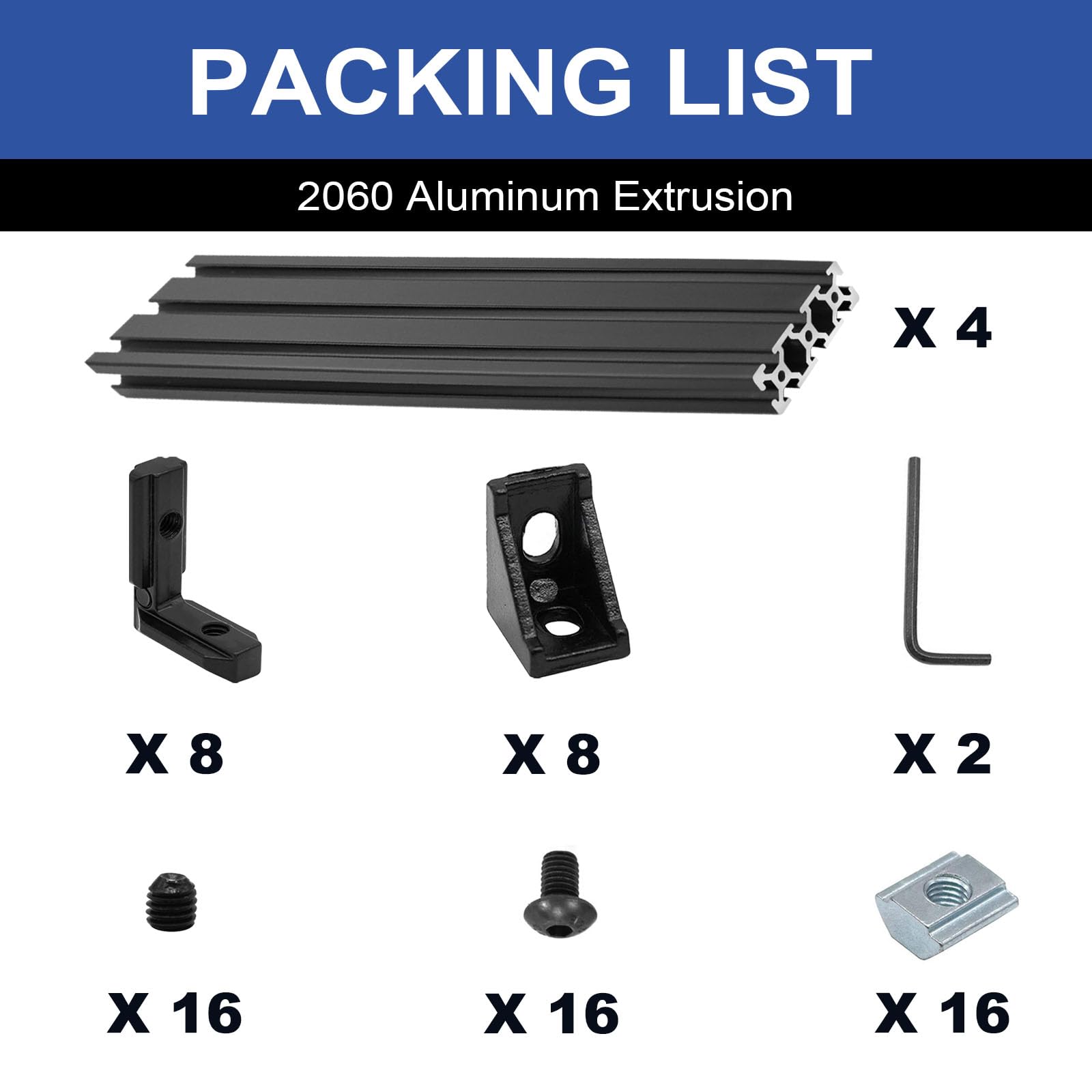 2 Pack 2060 T Slot Aluminum Extrusion 1830mm 72 Inch Black — Amazon image 2