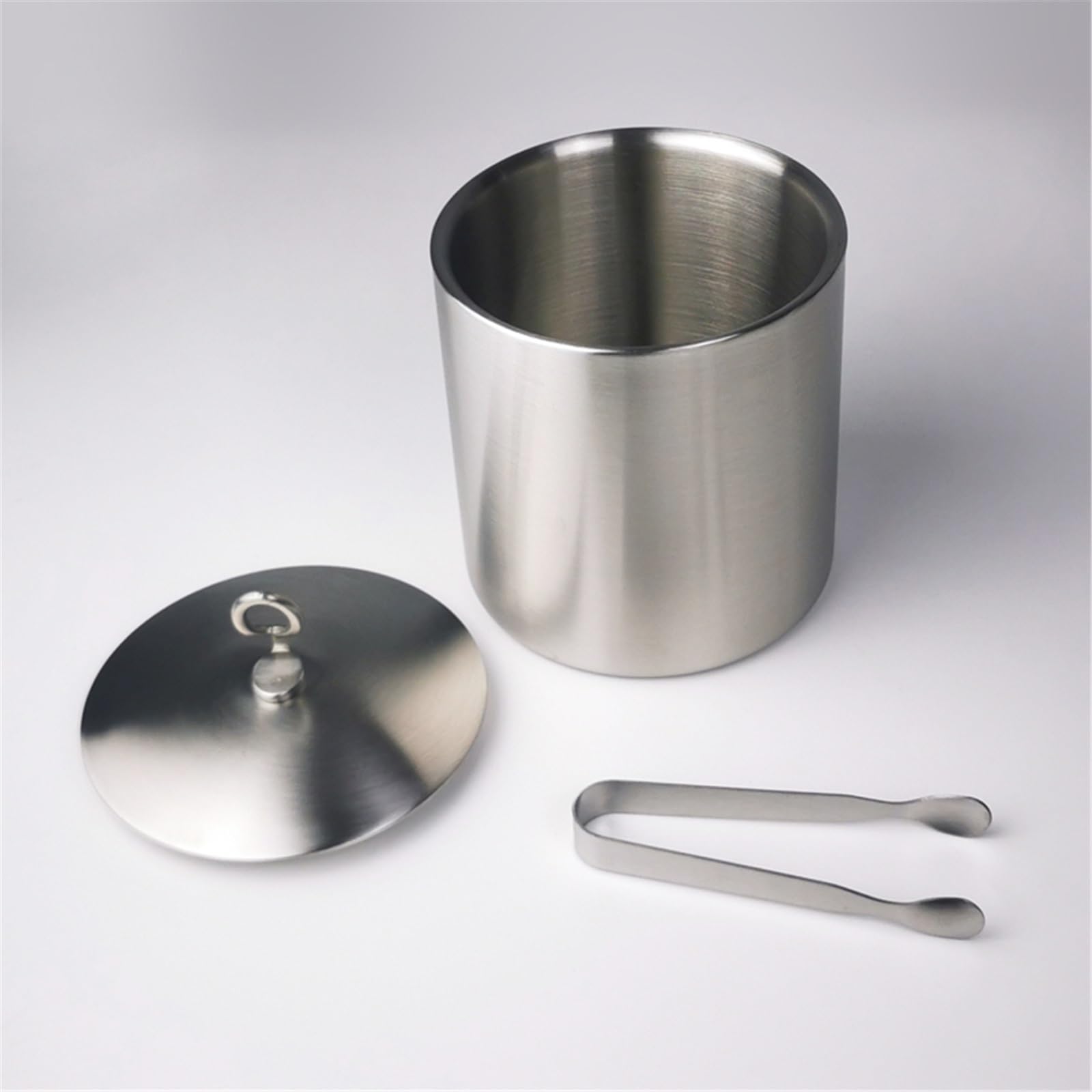 Eiskühler Doppelwandiger Eisbehälter aus Edelstahl mit Deckel und Eisklemmen, geeignet for Getränke auf Partys im Innen- Außenbereich Getränkekühler