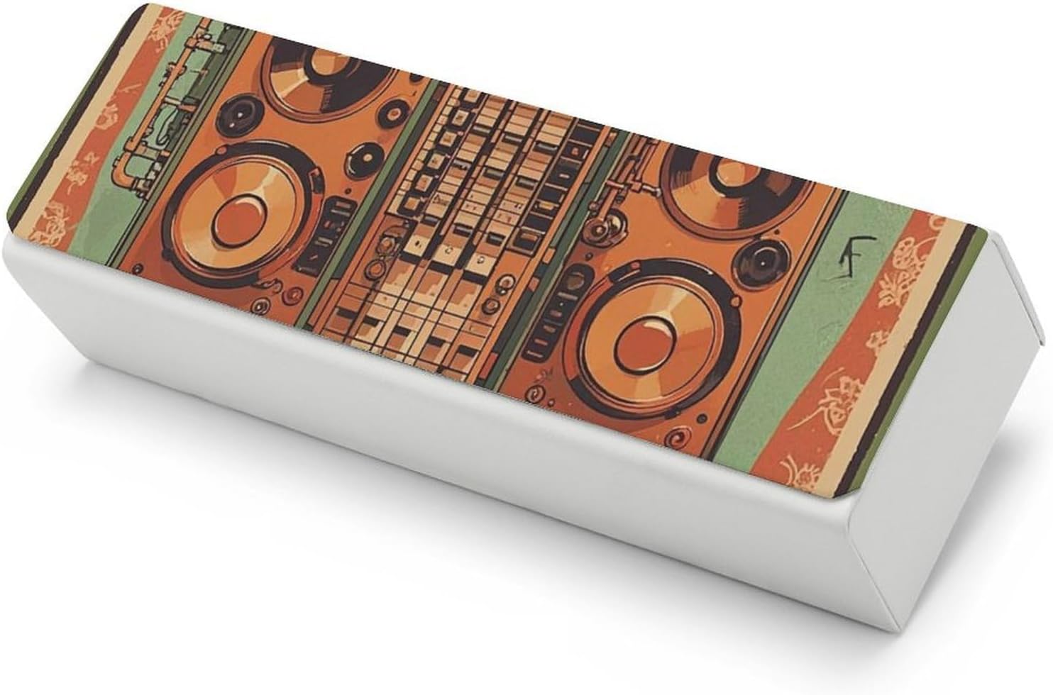 Hard Shell Eyeglasses Cases for Women, Portable Protector Sunglasses Box for Men, Lightweight Glasses Case for Travel, Jazz Music Equipment with Vintage Background Eyeglass Boxs with Cleaning