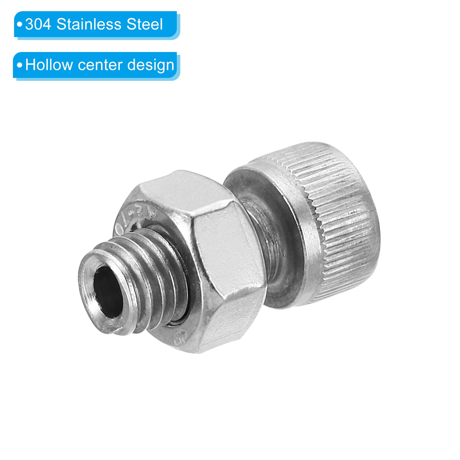 PATIKIL M10x20mm 304 Stainless Steel Hollow Bolt - Image 4