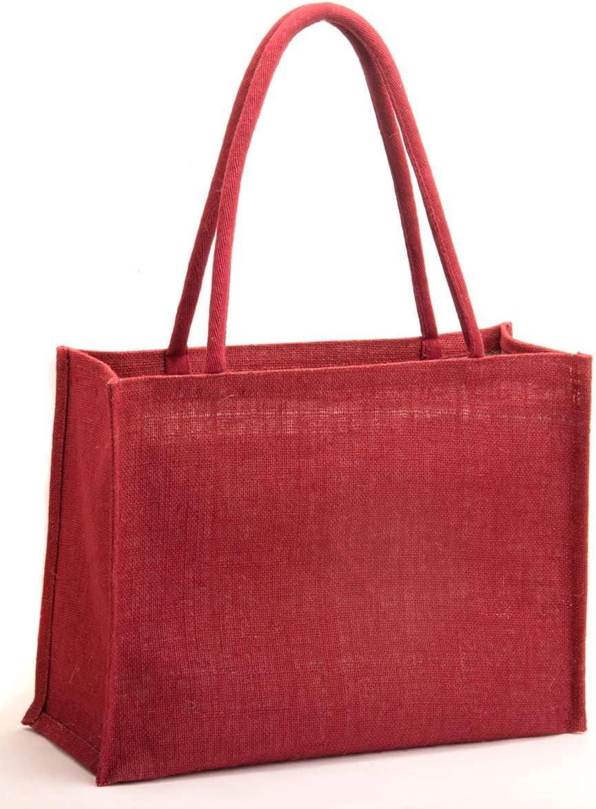 H&B Jute Shopping Bag - Solid Color (Maroon)…