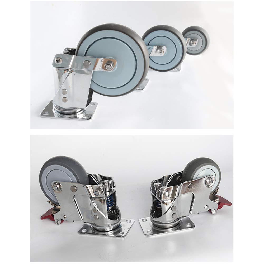 Ruote Resistenti per cancelli - Set da 4 Pezzi Ruote a Molla ammortizzanti da 4" Ruote universali da 5" Ruote direzionali da 3" per Carrello e Scatola - Resistenti alle Vibrazioni