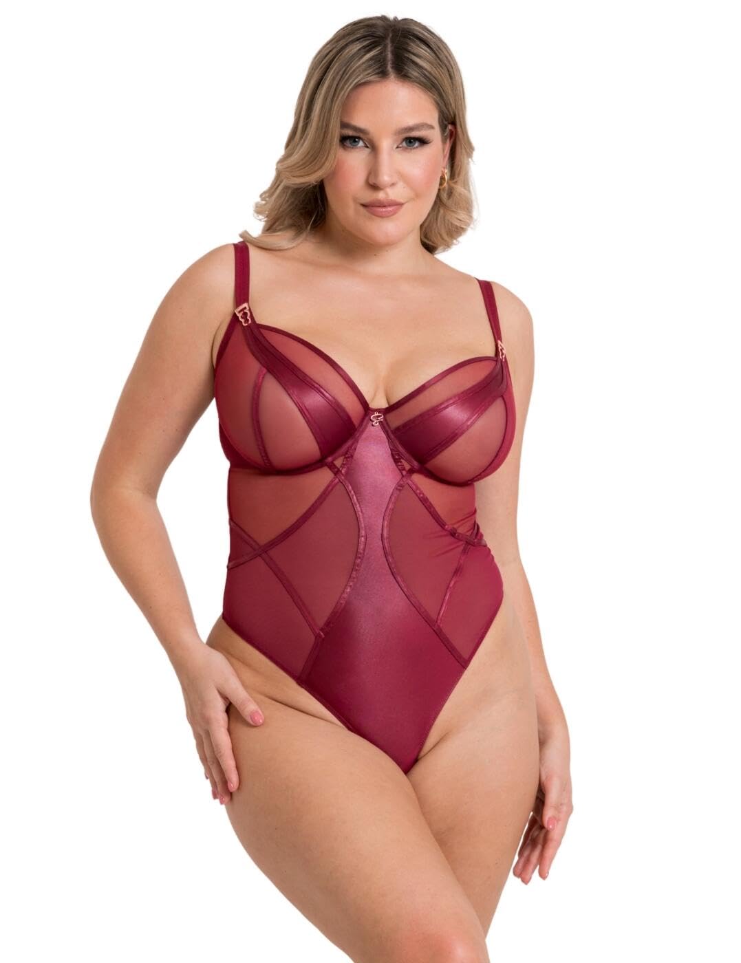 Curvy Kate Suspense Plunge Bodysuit Sangria Red 30H