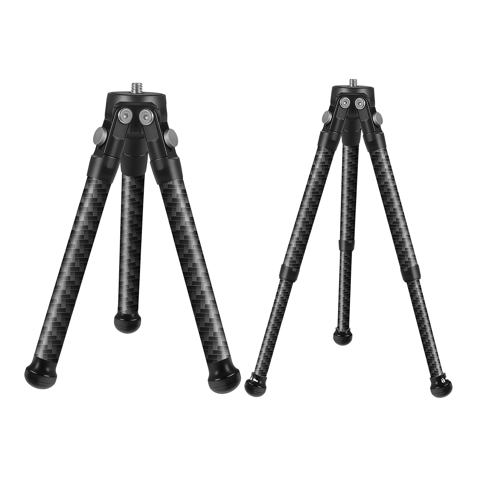 Treppiede in metallo con filettatura da 1/4 per telefono DSLR, design compatto, regolabile in altezza, supporto in fibra di carbonio