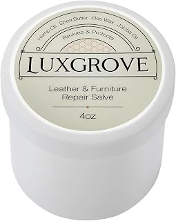 LUXGROVE® Leather & Furniture Repair Salve- Polisher, Leather Cleaner and Conditioner for Furniture - UV Protectants Help Prevent Cracking or Fading, for Car Seat, Couch, Shoe, Purse, Boot - 4oz