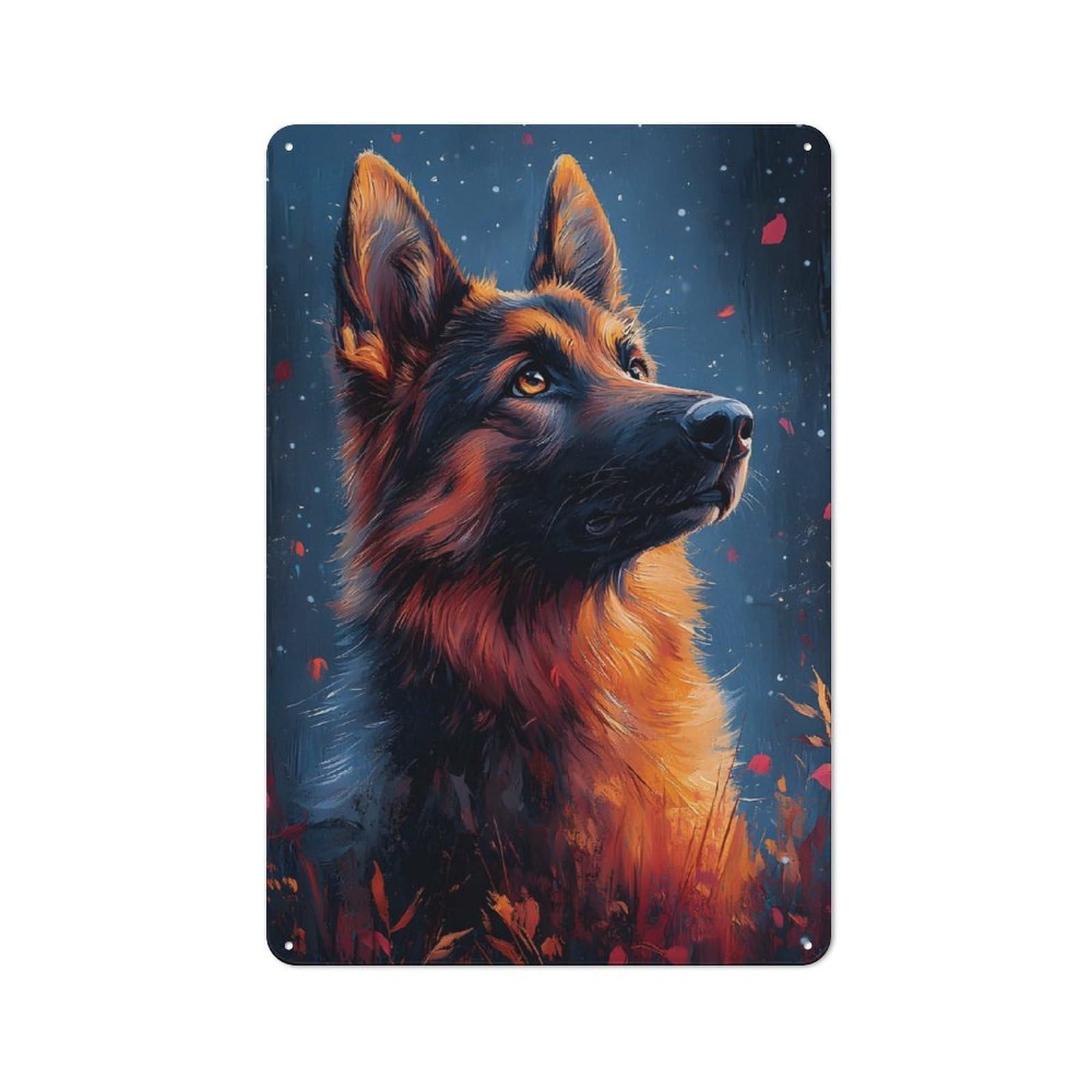 Junmoney German Shepherd Portrait Retro Tin Wall Sign 30X20cm Featuring Novelty Wall Art For Bedroom, Kitchen, Office Or Living Room