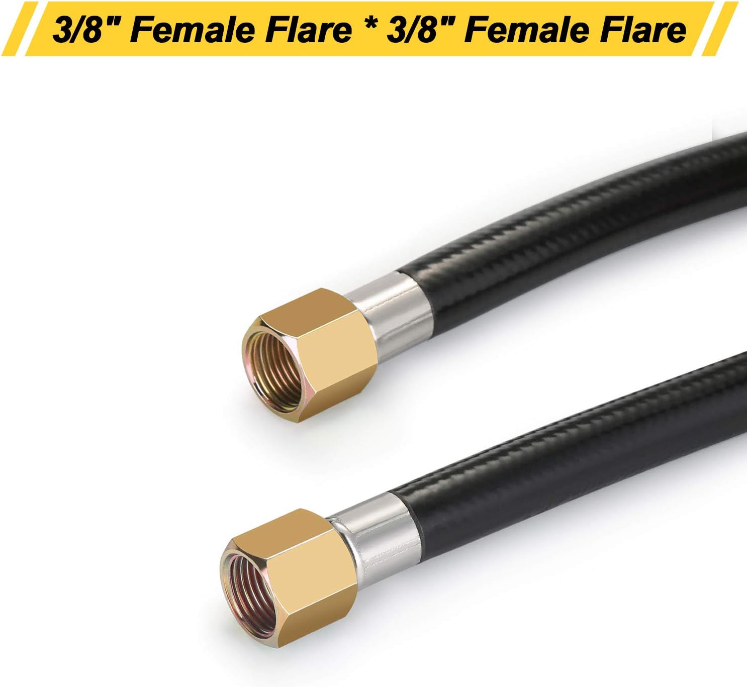 WADEO 20FT Propane Hose Assembly with Both 3/8" Female Flare for Gas Grill, RV, Fire Pit, Heater, etc, Included a Pipe Fitting 3/8" Flare x 1/8" MNPT