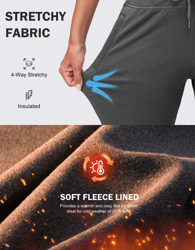 G Gradual Women's Fleece Lined Joggers High Waisted Water Resistant Thermal Winter Sweatpants Running Hiking Pockets - Image 5